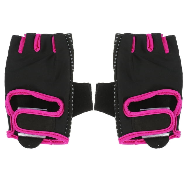 Gym Gloves Exercise Yoga Non-Slip Half Finger Fitness Gloves for Man Woman (Black Pink S/M)