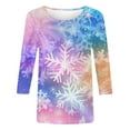thumbnail image 3 of Craaazy Christmas Shirts Women's Comfortable Crew-Neck 3/4 Sleeve Blouses Cute Christmas Prints Casual T-shirt Xmas Tree Pullover Gifts, 3 of 5