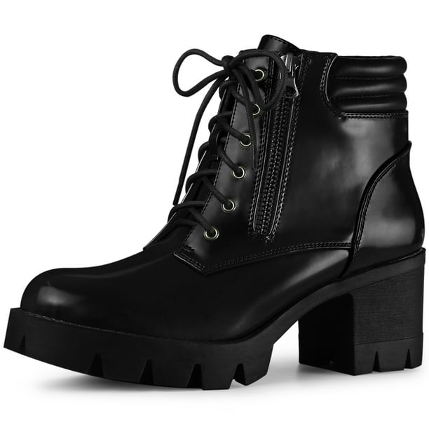 Women's chunky heel combat boots sale