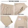 thumbnail image 6 of Men Loose Casual Drawstring Waist Pants, Trousers, Joggers With Pockets Elastic Waist Breathable Lightweight Quick Dry For Beach Hiking Workout Summer Daily Cotton Linen Blend, 6 of 9
