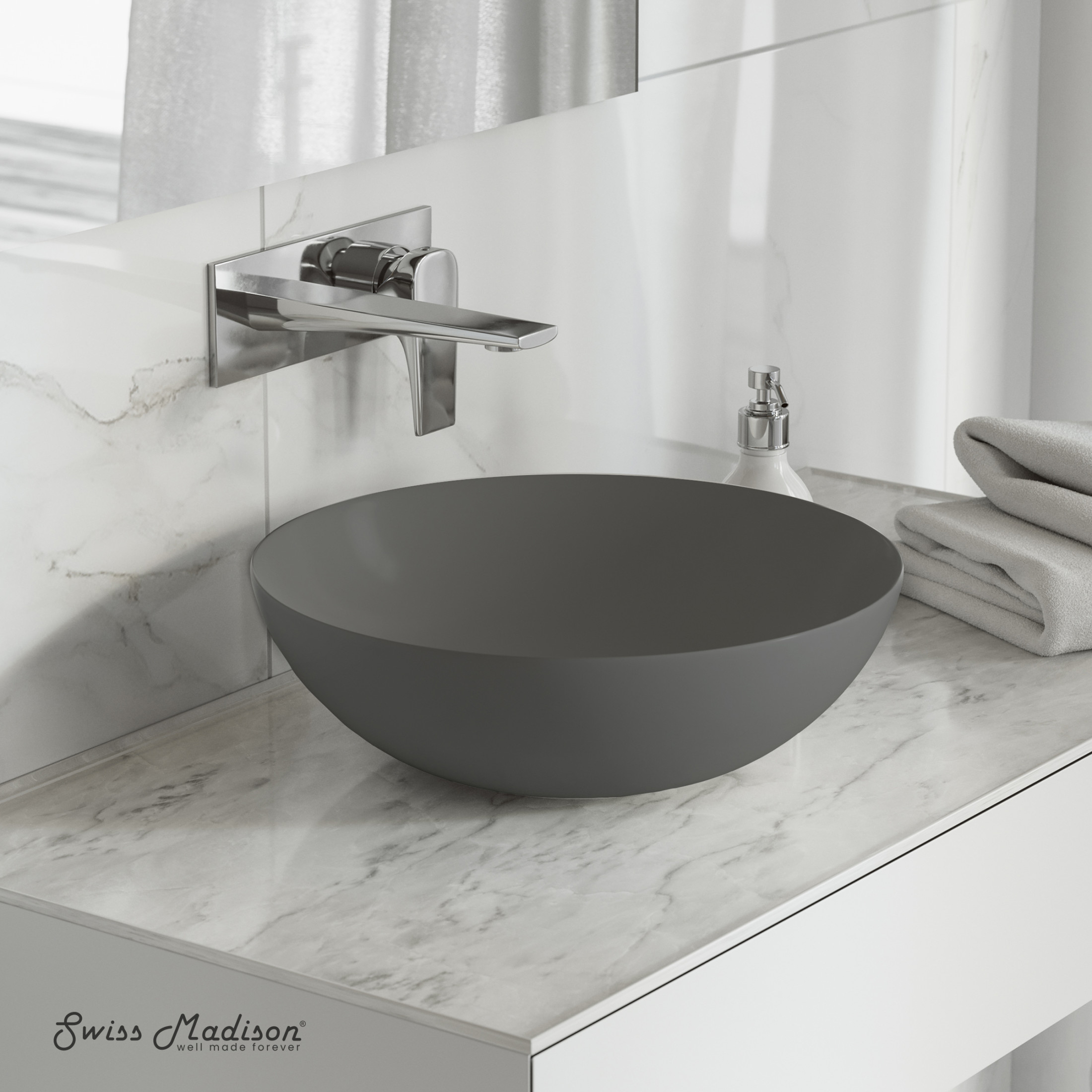 Classe 16 Color Ceramic Sink in Matte Gray