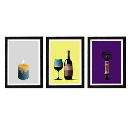 

Designs ByLITA Candles Wine Glass & Bottle Bottle Opener (3 Pack) 8 x 10 Black Wall Print (Framed) | Home Décor