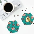 thumbnail image 5 of Pofeuu Starfish and Shell Print Leather Coasters Set of 6, Round Cups Mugs Mat Pad for Home Kitchen Heat Resistant Drink Coasters,Hexagon, 5 of 7
