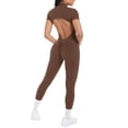thumbnail image 6 of SKQIT Jumpsuits for Women Short Sleeve Backless One Piece Workout Bodysuit Romper Gym Leggings, 6 of 8