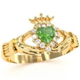 thumbnail image 2 of Claddagh Peridot Diamond Ring In Solid 14k Yellow Gold, 2 of 6