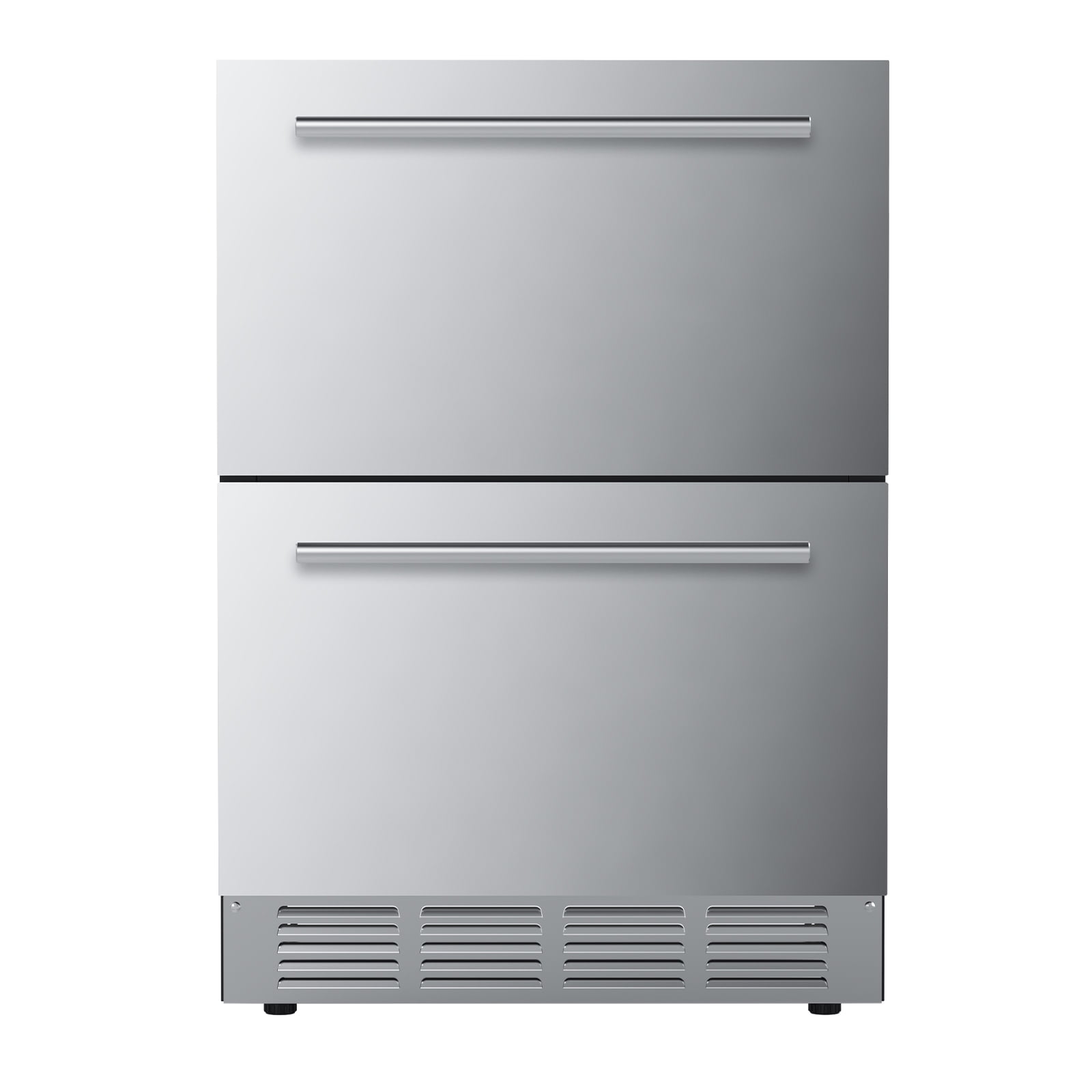 KNDKO 24 Inch Under Counter Refrigerator, 145 Cans Beverage Refrigerator, Stainless Steel Double Drawer Mini Fridge for Undercounter Built-in or Freestanding,Wine Cooler for Home & Patio