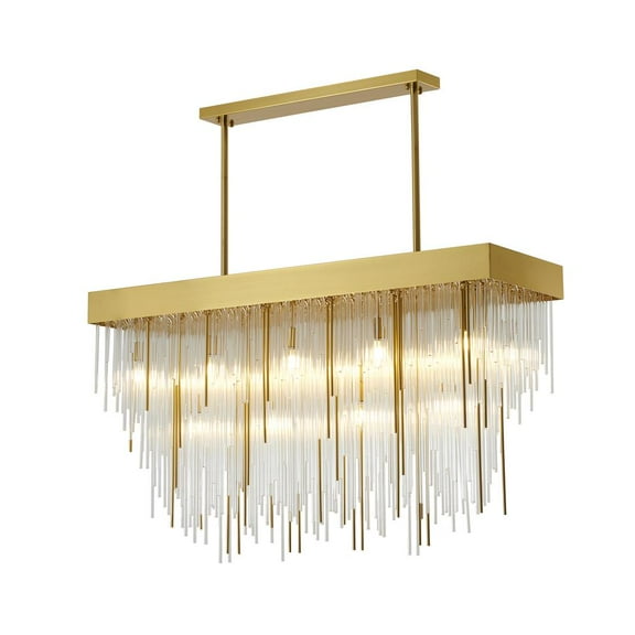 Bethel International Chandelier Satin Brass Metal & Glass