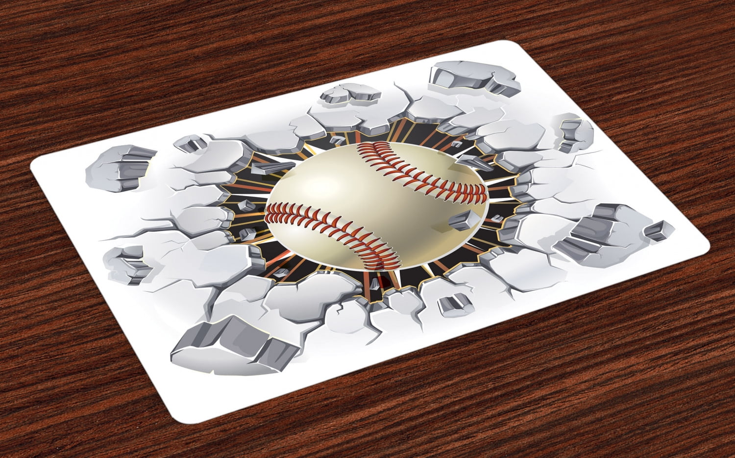 Sports Placemats Set of 4 Baseball and Old Plaster Concrete Wall Damage