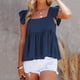 thumbnail image 3 of Playeras,Blusas y Tops,Ropa para Mujer Mujeres Workout Tank Tops Camiseta plisada para mujer, camisola con tirantes finos, camiseta sin mangas informal de verano, camiseta a la moda (Blue, XL), 3 of 6