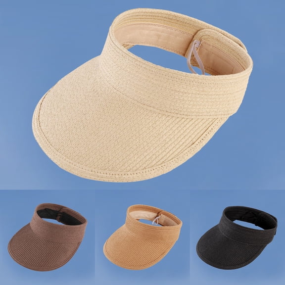 Nooxsoe Women's Summer Sun Uv Protection Visor Wide Brim Clip On Beach Pool Golf Cap Hat-sun Hat Trip Riding Visor Foldable Cap Version of Straw Coffee One Size