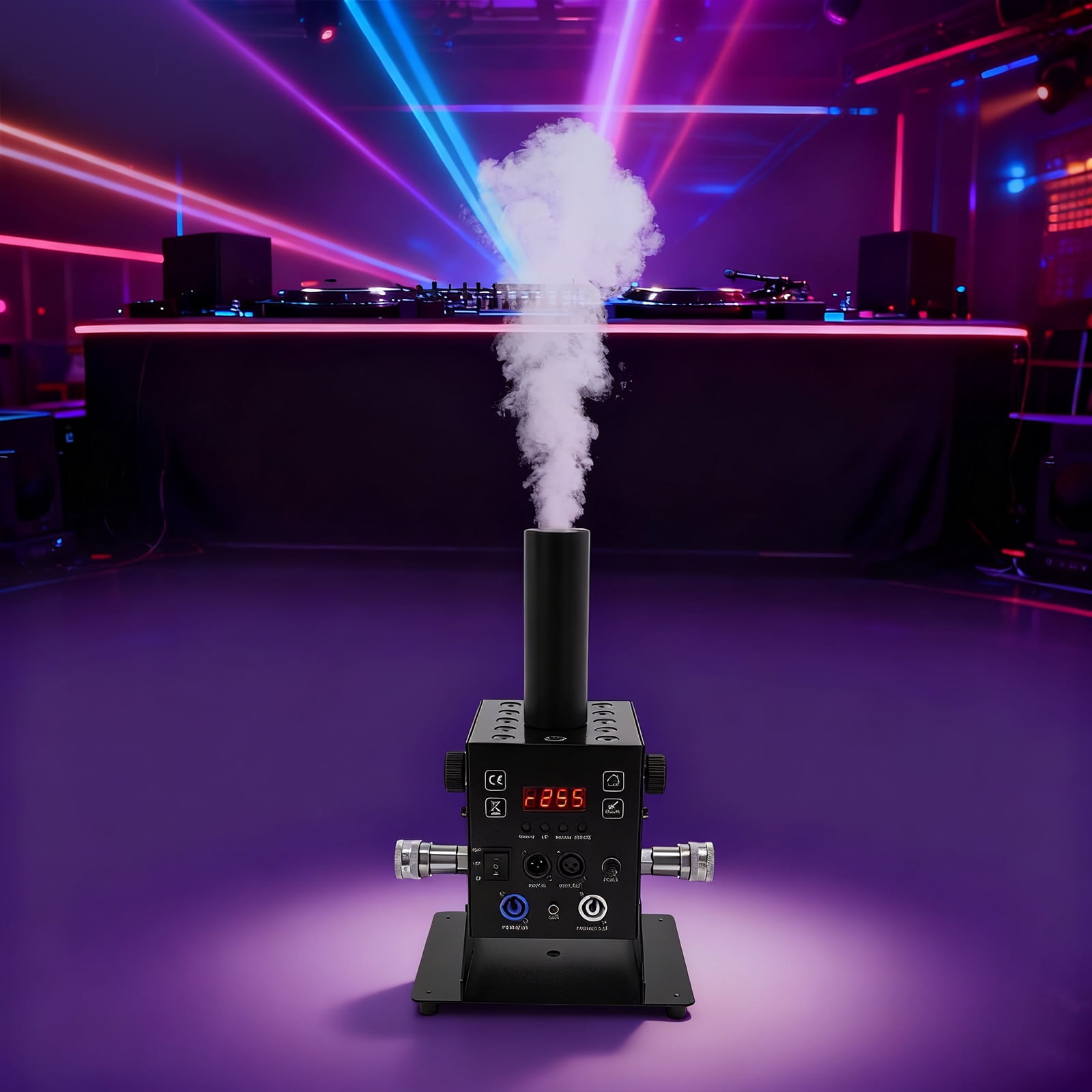 CO₂ Fog Jet Machine with 12 LED Lights – Adjustable 180° Spray Angle, 19.69-26.25ft Height, DMX Controlled, Durable for Stage Effects, Parties & Events