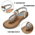 thumbnail image 2 of SHIBEVER Womens Summer Flats Sandals Casual Bohemia Beach Shoes Dress Ankle Elastic Strap Sandals Silver 7, 2 of 7