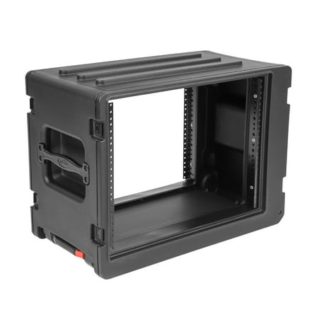 SKB 8U rSeries Shallow Rolling Rack with Integrated Back Wheels and Pull Handle