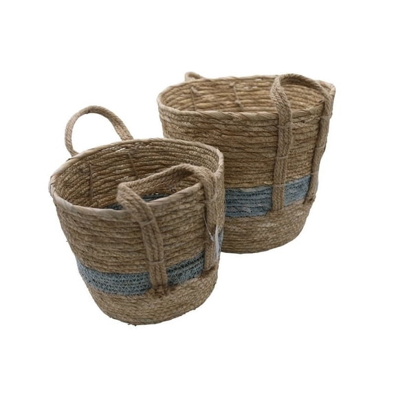 Admired by Nature ABN5E122-NTRL Set of 2 Nesting Basket Seagrass Design with Handle - 8'6" x 13'