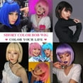 thumbnail image 5 of MORICA Brown Bob Wig Short Brown Straight Bob Wigs with Bangs for Women Colorful Short Hair Wig Cute Synthetic Wig for Cosplay Daily (12inch), 5 of 7