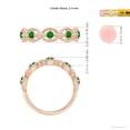 thumbnail image 4 of ANGARA Natural Art Deco Style Emerald Scalloped Anniversary Ring in 14K Rose Gold for Women (Size-2.4mm) | May Birthstone, Birthday, Anniversary, Jewelry Gift for Women | Natural Emerald Ring, 4 of 9