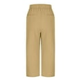 thumbnail image 5 of Capri Pants for Women Cotton Linen Pull on Crop Trousers Drawstring Elastic Waisted Loose Summer Crop Pants with Pockets, 5 of 6