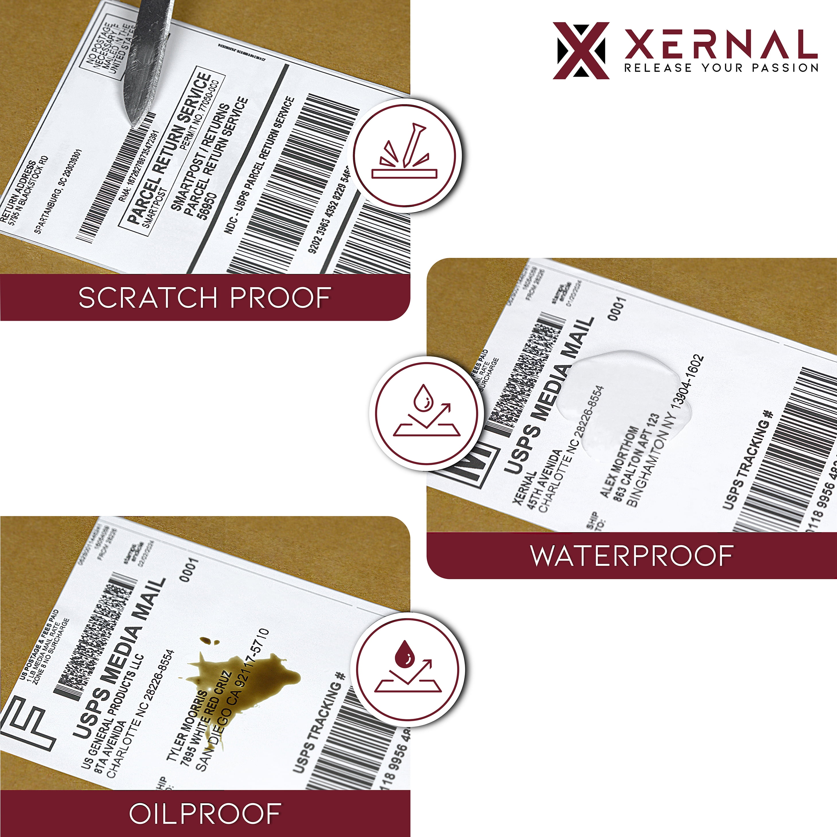 XERNAL 4x6 Thermal Shipping Labels Fanfold, 2000 Count