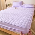thumbnail image 1 of Ice Silk Summer Mattress Protector - Quilted Waterproof Bed Cover Set, Comfortable Nylon Spandex Topper for All Mattresses, Purple, JKODE, 1 of 6