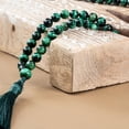 thumbnail image 2 of Tasbih Green Tiger Eye 8mm Stone - 99 Prayer Beads with Dark Royal Green Tassel, 2 of 5