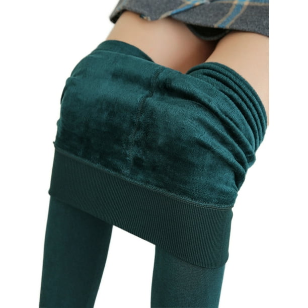 Innerwin Underwear Bottoms Fleece Lined Ladies Leggings Workout Elastic  Waisted Thicken Plush Thermal Long Johns Green 2XL