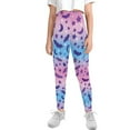 thumbnail image 2 of COEQINE Halloween Bat Moon Star Blue Violet Girls's Sport Legging Casual Buttery Soft Athletic Pants Stretchy High Waist Pants, for 8-9 Years Kids Girls, 2 of 7
