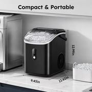 Simzlife 35lbs/24H Nugget Ice Maker Countertop,Portable Pebble Crushed Soft Chewable Ice Maker Machine with Self-Cleaning, Black