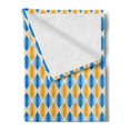 thumbnail image 2 of Abstract Soft Flannel Fleece Blanket, Ogee Inspired Pattern Colorful Retro Grungy Look Circular Illustration, Cozy Plush for Indoor and Outdoor Use, 60" x 80", Azure Blue and Orange, by Ambesonne, 2 of 5