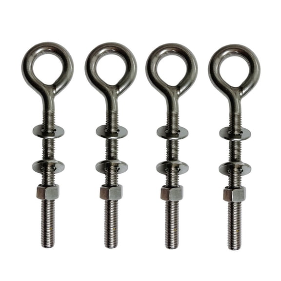 4 Pcs Marine 3/8" x 4" Plain Eye Bolt Screw 1,000 Lbs WLL Lifting Stainless Steel T316