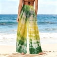 thumbnail image 6 of Tnhcen Women's Summer Chiffon Wide Leg Beach Pants UV Protection Lightweight Tie Dye Print Casual Loose Beach Cover Up 100% Polyester Beach Pants S-2XL, 6 of 7
