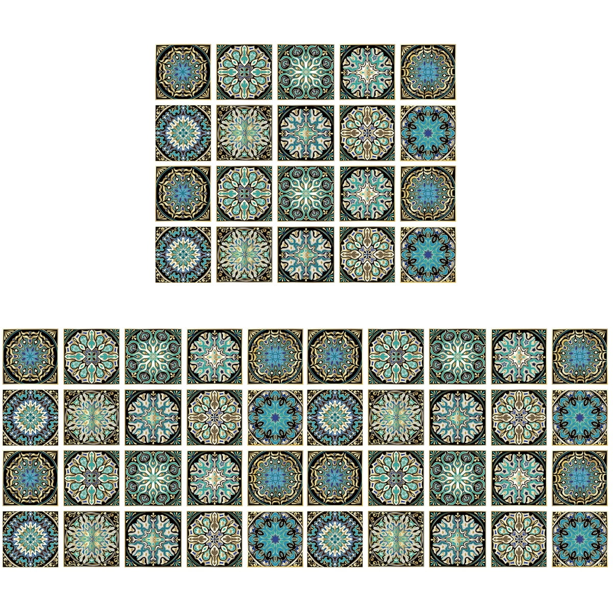 TINKSKY 60 pcs Tile Stickers Peel and Stick Square Wall Tile Decals Bathroom Tile Sticker