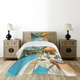 thumbnail image 4 of Ambesonne Modern Quilted Bedspread Set 2 Pcs, Large Indoor Pool, Twin Size, Green Pale Brown Blue, 4 of 5