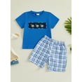 thumbnail image 4 of Qmyliery Kids Boys Shorts Set, Short Sleeve Embroidery Duck T-shirt with Plaid Shorts Summer Outfit 3 4 5 6 7 Years, 4 of 10
