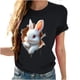 thumbnail image 4 of Tops de Cuello Alto para las Mujeres Amante Impreso Camiseta Cuello Redondo Manga Corta, Poliéster Spandex, 4 of 7