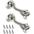 thumbnail image 1 of unique 2 Pieces Stainless Steel Cabin Hook Eye Door Latch With 3 Inch Screws For Shed Door Garage Doors - Silver, 1 of 5
