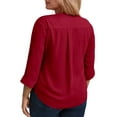 thumbnail image 3 of WellSize 3/4 Roll Sleeve Work Shirts for Women Plus Size Tunic Tops Flowy V Neck Button Down Blouses with Pockets, 3 of 8