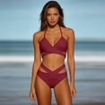thumbnail image 6 of Afdoent Women's Bikini Sets Two Piece High Waisted Push Up Swimsuit Wrap 2 Piece Bathing Suit Beachwear, 6 of 8