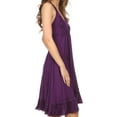 thumbnail image 3 of Sakkas Jia Stonewashed Embroidered Handkerchief Hem Halter Dress With Beads - Purple - L/XL, 3 of 4