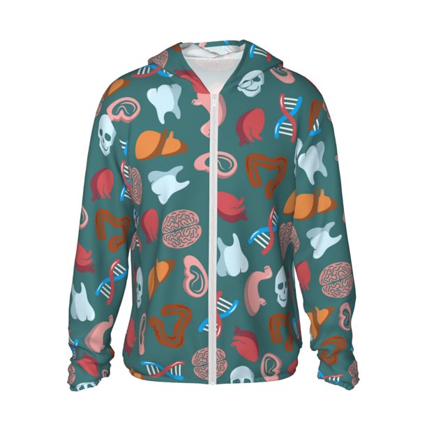 Balery cute Skull organ Sudadera ligera de manga larga con capucha y protección solar UPF 50+ para hombre y mujer, ideal para pesca y running-XX-Large