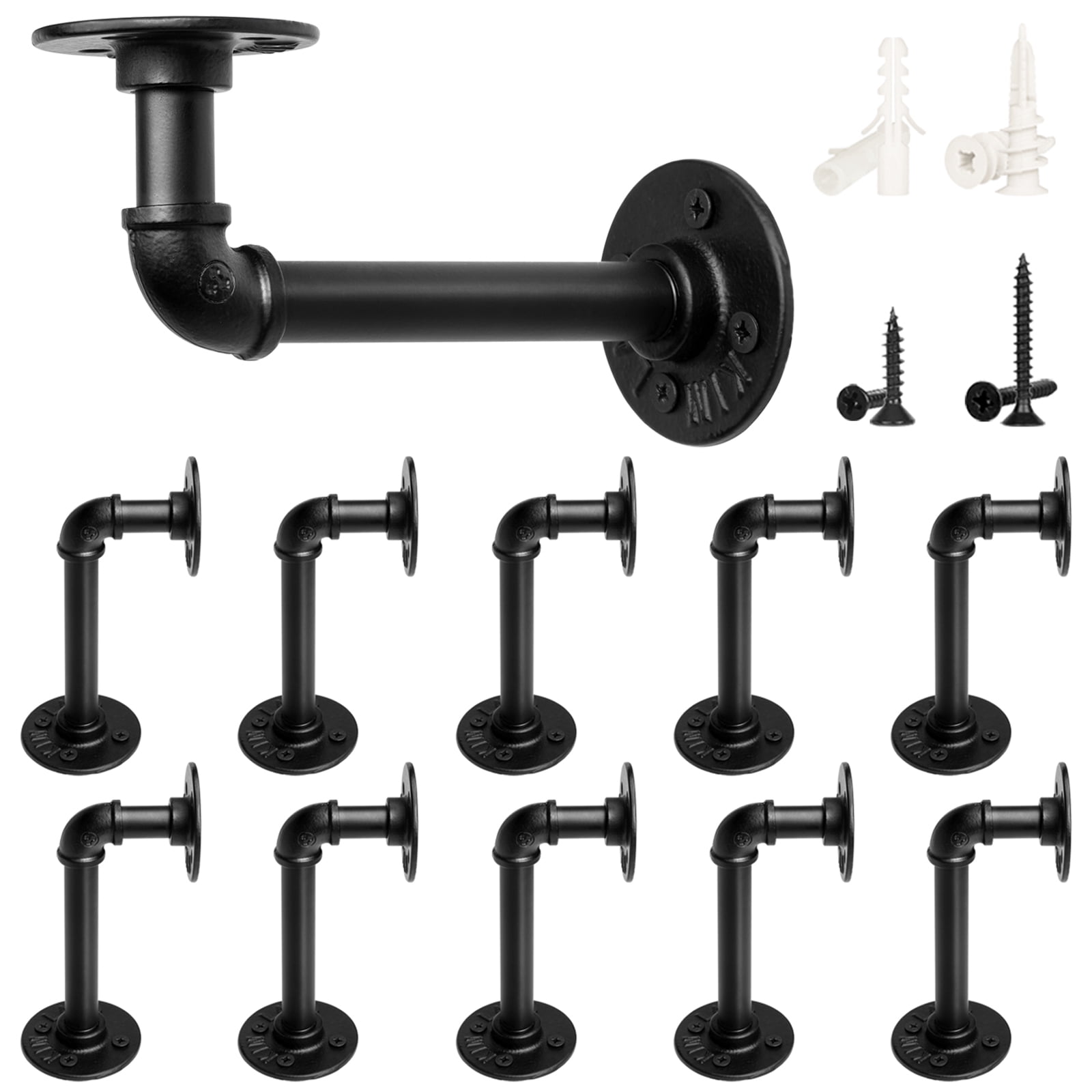 X Home 10 PCS 7"x3" Industrial Pipe Shelf Bracket, DIY Wall Mount Iron