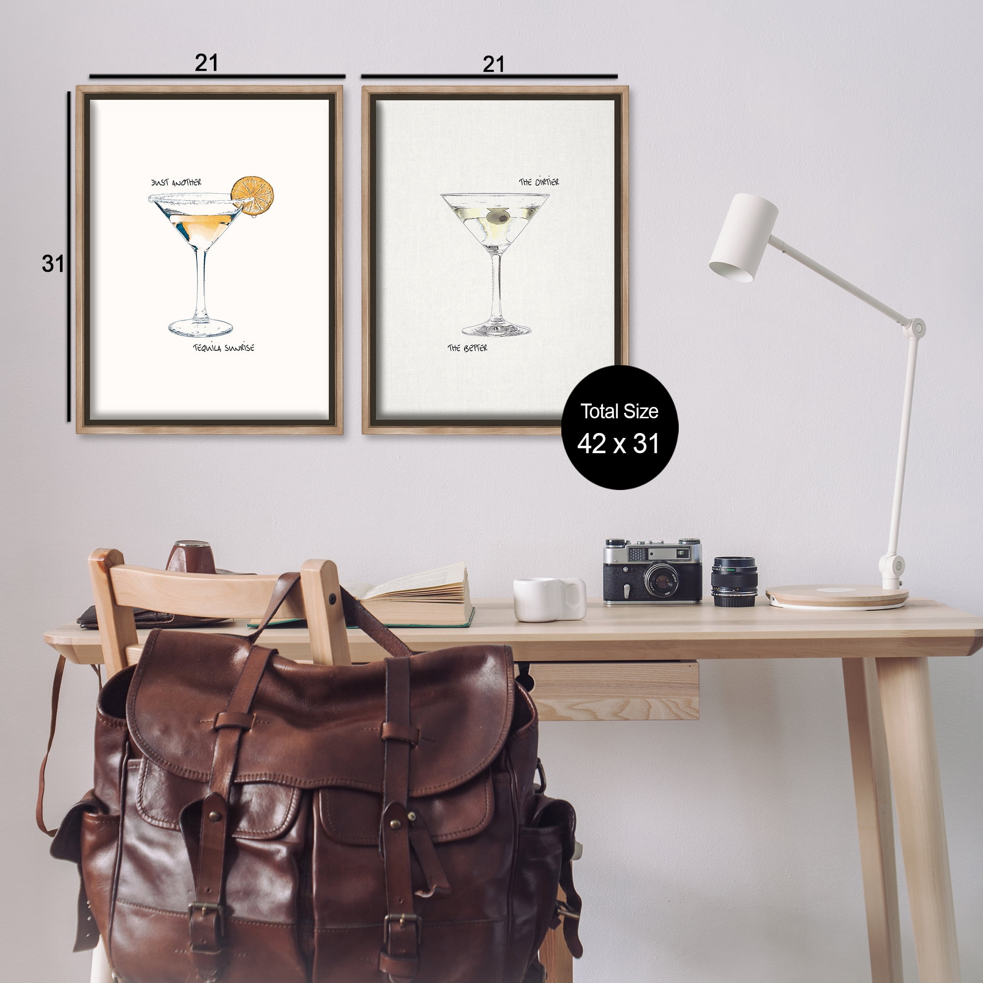 Stupell Industries Tequila Cocktails & Phrases Food & Beverage Painting Brown Floater Framed Canvas Art Print Wall Art, 21 x 31, Set of 2