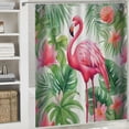 thumbnail image 6 of Orinice  Tropical Pink Flamingo Shower Curtain Art Decor Green Teal Palm Leaves Flower Modern Animal Style Bathroom Curtain Decor Set with Hooks  36x72, 6 of 7