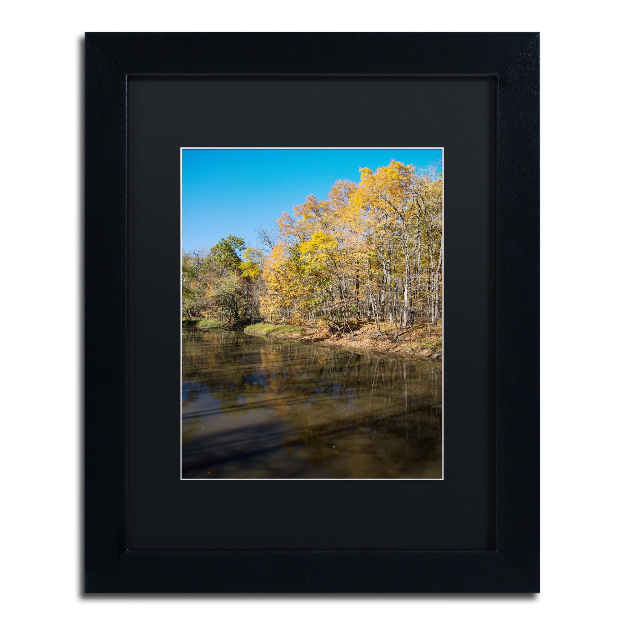 Trademark Fine Art "Vermilion River Autumn" Canvas Art by Kurt Shaffer, Black Matte, Black Frame