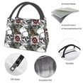 thumbnail image 4 of Disketp Skulls Roses Bolsa Térmica Estampada, Bolsa Térmica Aislante para Almuerzo, Playa y Campamento, 4 of 6