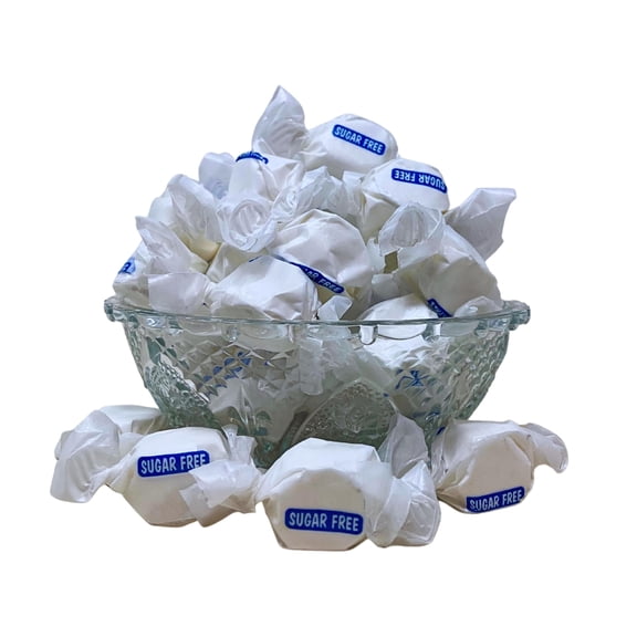 Sugar Free Vanilla Salt Water Taffy - 1lb (16oz) Bulk Bag Individually Wrapped Soft & Chewy Nut Free, Gluten Free, Diabetic & Keto Friendly Gourmet Christmas Candy For Taffy Lovers