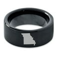 thumbnail image 2 of Tungsten Missouri Show Me State Band Ring 9mm Men Women Comfort Fit Black Flat Cut Brushed Polished, 2 of 4