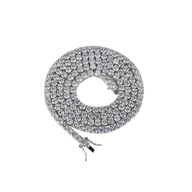 Collar de tenis, collares de circón ligeros a la moda, cadenas de diseño especial, accesorios para regalos de Navidad y cumpleaños Ropa, zapatos y accesorios Miscelánea 4 mm plata 24 pulgadas Minnieouse AP014678-40