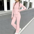 thumbnail image 6 of Sets for Girls​ Solid Color Full Zip Long Sleeve Top and Yoga Pants, Breathable Athletic Wear for Sports and Exercise 3-15 Years Pink 13-14Years, 6 of 7