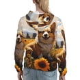 thumbnail image 7 of Fotbe Cute Corgi Sunflower Pattern Womens Long Sleeve Hoodie, Pullover Hooded Sweatshirt, Kangaroo Pocket Hoodie with Eye-catching Drawstrings-Small, 7 of 7