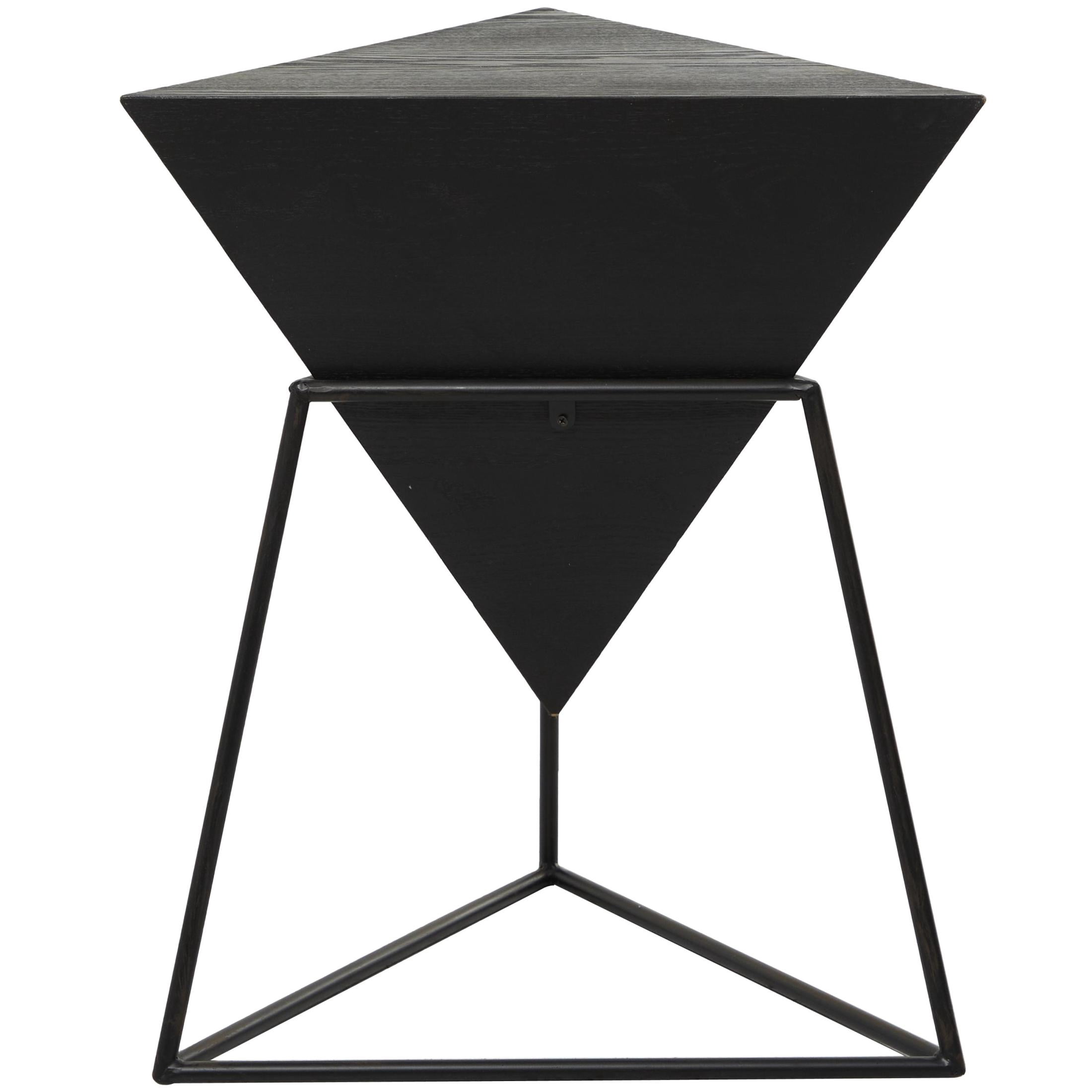 DecMode 19" x 24" Black Wood Inverted Pyramid Geometric Accent Table with Black Metal Stand, 1-Piece
